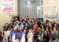 Stepinac 2 | The Examiner News The theme of the night was “Black Out” as Crusaders fans packed the gym dressed in black clothing. They also displayed their patriotic spirit before the game at the playing of the National Anthem. Photo by Albert Coqueran