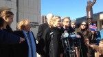 Kerry Kennedy, outside the Westchester County courthouse with her lawyers, family and supporters following her acquittal Friday morning.
