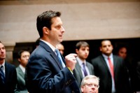 A past photo of Ball debating on the NY State Senate Chamber. 