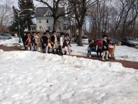 The White Plains militia escort General George Washington