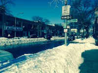 Snow medians on Mamaroneck Avenue. 