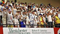 The Mahopac student section is under fire after the boys basketball team played Mount Vernon is a Feb. 27 contest at the Westchester County Center.  RAY GALLAGHER PHOTO 