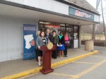 County Legislator Catherine Borgia leads several colleagues and other officials in pressing for an increase in the legal age to purchase tobacco.