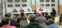 : Fairview Fire Department Board of Fire Commissioners Chairwoman Vikki Simmons is seated at center of table with Fairview Fire Chief Anthony LoGiudice to the far right. Jon Craig Photo