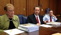 Carolyn Mayo, Budget Assistant, Michael Genito, Budget Director, and John Callahan, White Plains Corporation Counsel address local press on the Proposed Budget FY 2014-15 for the City of White Plains.