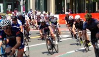 Cyclists race down Martine Avenue, turning right onto Mamaroneck Avenue during the 2013 White Plains Criterium. Pat Casey Photo