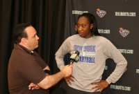 The NY Liberty pulled off a blockbuster trade on WNBA Draft Day to acquire former MVP and 2010 Number One overall pick Tina Charles from the Connecticut Sun. Anthony Fucelli interviews Charles for News 12 Westchester on Media Day at the MSG Training Center in Greenburgh, on May 13. 