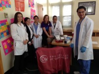 YMCA CEO CIndy-2 | The Examiner News CEO Cindy is surrounded by her support team of Medical Technology students from College of Westchester and a nutritionist from Shop Rite Supermarkets.