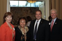 County Legislative Chairman Michael Kaplowitz, a “Joey Award Winner’’ talks about what he called his minor but key role in helping secure 0,000 for early child care in the county budget. Group photo: from left, Kathleen Halas, executive director of the Child Care Council of Westchester; Congresswoman Nita Lowey, Yonkers Mayor Mike Spano, who won a “Champions for Children” award, and Kaplowitz