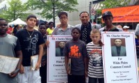 Charles Morgan (pictured third in from the right) was soliciting signatures to run for White Plains Common Council with members of the youth groups he supports during the Juneteenth Festival Saturday, June 14.