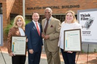 Left to right:Nicole Zeller, co-owner of Haven Studios NY; Westchester County Executive Robert Astorino; Mayor Ernie Davis, City of Mt. Vernon; and Gabrielle Zeller, co-owner of Haven Studios NY.