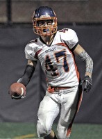 Bo Phillips | The Examiner News Greeley's Bo Phillips had three interceptions in Saturday's win at Ossining.