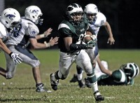 Brandon Castro picks up yardage in the Panthers' win over Putnam Valley Friday night.