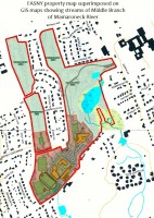 FASNY proposed site plan superimposed over a U.S. GIS map as presented by Anne Bobroff-Hajal at the Sept. 8 public hearing.