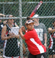 Lazy Boys catcher Sandy Nunez slammed a three-run triple in the sixth inning, as Lazy Boys went on to score nine runs in the inning to win the second game of the three-game series, 18-13, in the White Plains Recreation Women’s League Softball Championship, at Gillie Park, on Wednesday, Aug. 27. Albert Coqueran Photos