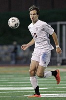 Kaio Dasilva of Valhalla sets his sights on the ball in Friday's 2-1 playoff win vs. Pleasantville.