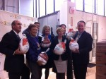 Deputy County Executive Kevin Plunkett, left, and County Legislator Michael Smith, right, flank representatives of the Food Bank for Westchester and Stop & Shop, on Wednesday as they announced the second annual Thanksgiving Turkey Drive to provide meals at next month's holiday for needy families.