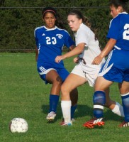 erin nelson | The Examiner News Erin Nelson (25) of Harrison scored a goal in a Huskies loss to Greeley last week.
