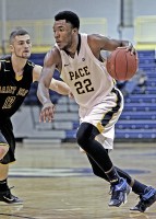 The Setters' Jaylen Mann drives to the basket in the  second half of last Wednesday's loss to Saint Rose. 