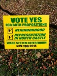 Signs for and against the ward system added to heated controversy leading up to Thursday's vote. 