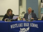 Mount Pleasant Superintendent of Schools Dr. Susan Guiney and Board of Education President James Grieco at the Nov. 19 school board meeting.