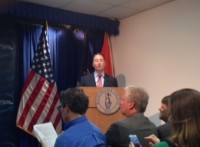 Westchester County Executive Robert Astorino presented his proposed 2015 budget on Monday, Nov. 10. Seated directly in front of the podium is BOL chairman Michael Kaplowitz. 