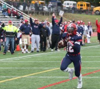 At 4:34 in the first quarter, Crusaders quarterback Brandon Coleman out ran all Lions to score a 31-yard touchdown. 