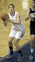 Pace's Yuni Sher gets inside for a basket in Sunday's victory over visiting Queens College.