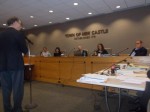 380 Chap Crossing Vote Scheduled pic | The Examiner News The New Castle Town Board listens to a speaker at one of the recent public hearings on the proposed Chappaqua Crossing rezone.