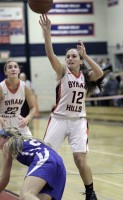 Taylor Verboys of Byram Hills sends up a shot vs. Pearl River in Saturday's title game of the 2014 Winter Classic.