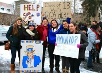 Members of the GCA Class of 2013 returned to their Alma Mater on January 6 to support and join members of the 2015 graduating class in their fight to keep Good Counsel Academy in White Plains.  Karen McCrory Photo