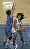 2-10Pace1-Rachel Dortch | The Examiner News Pace forward Rachel Dortch tries to score inside vs. Georgian Court.