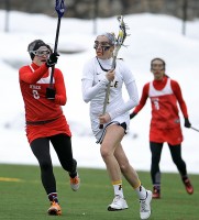 Pace's Rachel Casasanta heads for the goal in last Saturday's season-opening game.  