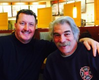 Frank Quigley, left, owner of Windows Plus, a construction company, and Joe Pascarelli, a house painter, are both retired firemen who promote fire safety education for kids and now plan to write a children’s book about it. Bill Primavera photo 