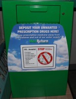 The drug take-back bin in the lobby of the North Castle Police Department.