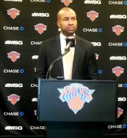 Derek Fisher, a five time NBA Champion, was hired as the NY Knicks 26th Head Coach in franchise history, on June 10, 2014. Fisher played 18 seasons in the NBA but could not get the Knicks going this season sustaining their worst record in franchise history at 17-65. Albert Coqueran Photo