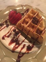 The chocolate chip waffle is available at Cafe of Love for those diners who want to finish off their meal with something sweet and delicious.
