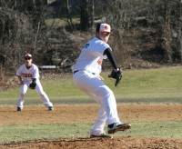 Tigers-1 | The Examiner News Tigers junior pitcher Daniel Lotito pitched a quality five and one-third innings in the White Plains Home Opener. Lotito relinquished four runs, on seven hits with five strikeouts and five walks in a losing effort, 4-3, to Mahopac High School. Albert Coqueran Photos