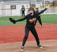 Tigers young sophomore pitcher Emily Tumminia had a tough assignment in her first meeting as a varsity pitcher against The Ursuline School, losing 17-1. But Tumminia bounced back against Nyack High School, two days later, while retiring the last 18 of 19 batters in the game. But the Tigers still lost, 3-2. Albert Coqueran Photos