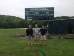 Three members of Pleasantville's Dad's Club responsible for the drive that raised about $52,000 to buy and install new scoreboards at Parkway Field.