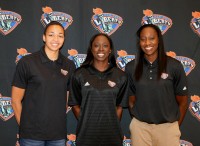 The Liberty drafted UCONN center Kiah Stokes (left) this year and she will be added to a healthy Essence Carson (center) and prolific scorer and rebounder Tina Charles, to try and bring the first WNBA Championship to New York. 