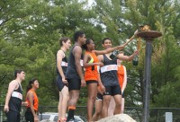 The 48th Annual Glenn D. Loucks Track & Field Games were kicked-off at White Plains High School, on Saturday, by the Lighting of the Olympic Torch, as male and female members of the White Plains High School Tigers Track Team ran the track with the torch. Lauren Woods and Edward Leo Fisher lit the Torch to commence the games. Albert Coqueran Photos