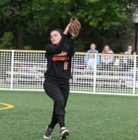 Tigres-2 | The Examiner News Tigers senior Jessica McMahon makes a running catch in leftfield to end the third inning but the Koalas went on to beat the Tigers, 6-0, in the First Round of the Section 1 Softball Playoffs.