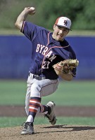 Byram Hills pitcher Matt Gertz delivers to the plate in last Saturday's win over Queensbury for the Class A state title. 