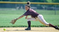 Valhalla shortstop Brandi Coon tries to make a diving stop of a ground ball in Saturday's Class B title game. 
