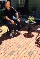 The Home Guru enjoys his brick patio, laid in a bond pattern, which requires little cutting, the easiest do-it-yourself installation over leveled gravel and sand.