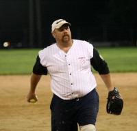 Plus 40 longtime pitcher Mike Delligge was the losing pitcher when Riemans won 17-6 on Thursday in the White Plains Men’s Softball League. A heated controversy ensued when Delligge was nearly injured by a hard line drive hit back to the mound in the game. Albert Coqueran Photos