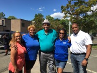 Marlyn Pena, Sonja Washington, Bill Carter, Tanya Johnson and Police Sergeant Hall at the Lois Bronz Children’s Center potluck fundraiser.