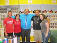 Photo caption: Shown above is staff from Play Connection, located in the Jefferson Valley Mall. From the left are: party attendant Travis Flanagan, party host Caitlyn Iorio, owner John Iorio, John Iorio Jr., vice president, and party attendant Alexis Crawford. Photo credit: Neal Rentz 