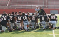 On Wednesday, Sept. 2, White Plains Head Coach Skip Stevens rallies the troops at practice in preparation for the Tigers Season Opener at Carmel High School on Friday. But the rally call was not enough as Carmel beat White Plains 39-24. 